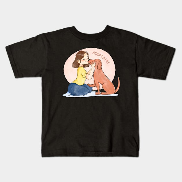 Adopt A Pet Kids T-Shirt by Mako Design 